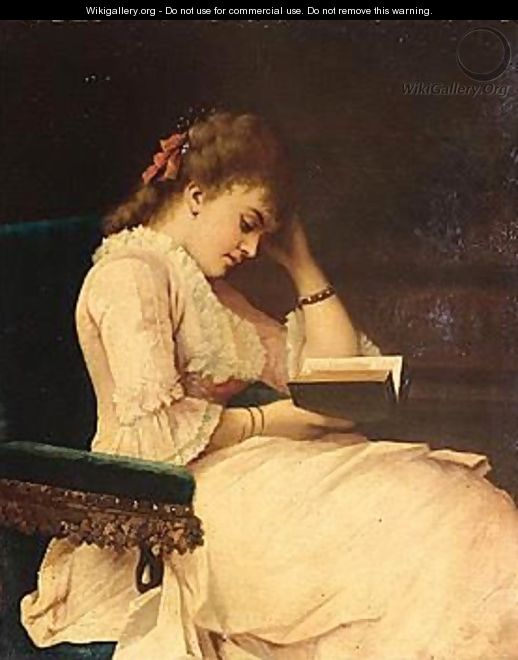 Girl reading, indistinctly initialled - French School