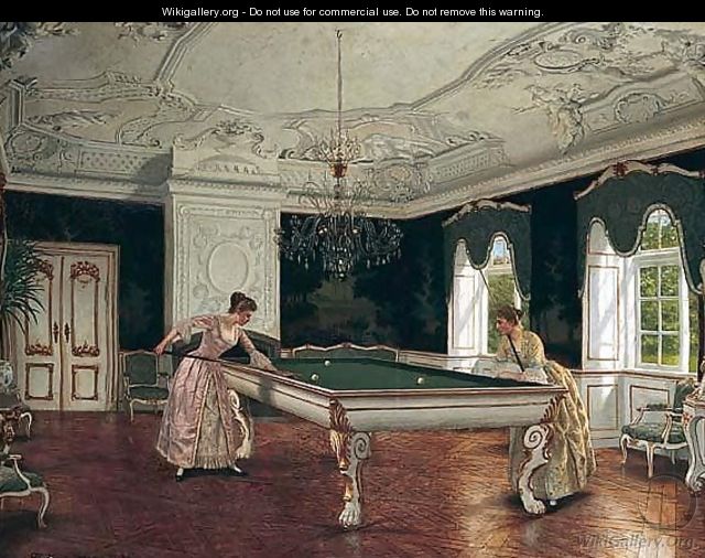Women Playing Billiards - Heinrich Hansen