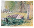 Gardeuse D'Oies Allongee - Camille Pissarro