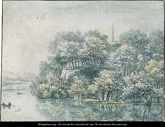 Drawn With The Brush In Gray Wash With Touches Of Yellow, Pink And Blue Wash. - Adriaen Hendricksz Verboom