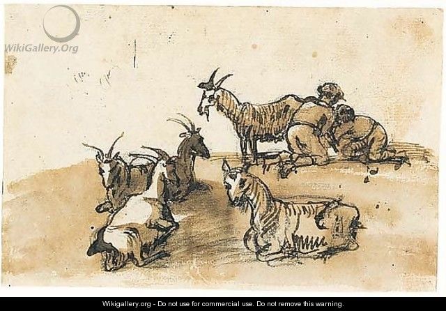 Two figures milking a goat - Claude Lorrain (Gellee)