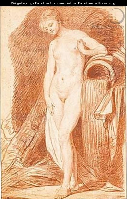 A naked girl posed as a water-nymph - Jean Baptiste Greuze