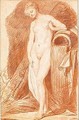 A naked girl posed as a water-nymph - Jean Baptiste Greuze