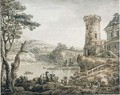 A Capriccio With Buildings And A Tower Around A Lake - Antonio Zucchi