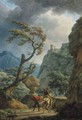 Soldiers in a Mountain Gorge, with a Storm - Claude-joseph Vernet