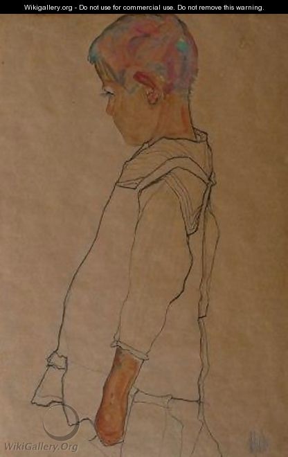 Child in profile facing left - Egon Schiele