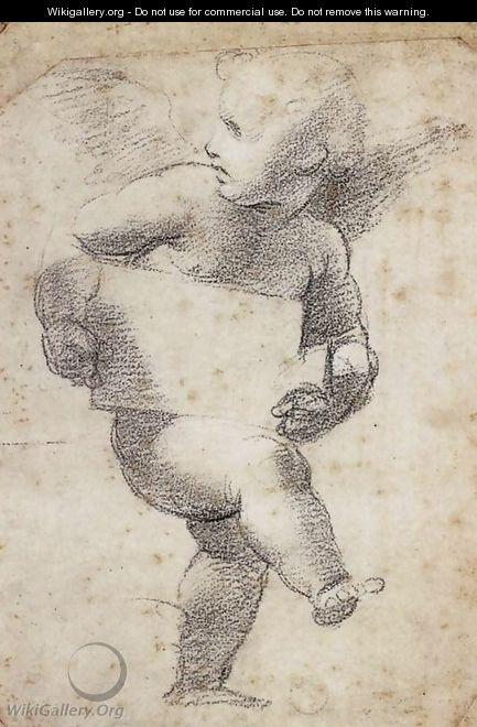Winged Putto with Cartello - Raphael