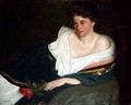 Portrait of a lady on a sofa - George Charles Aid
