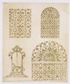 Islamic ironwork grills for windows and wells, from 'Art and Industry' - (after) Albanis de Beaumont, Jean Francois