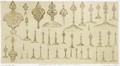 Ornamental knobs shaped as domes and minarets, from 'Art and Industry' - (after) Albanis de Beaumont, Jean Francois