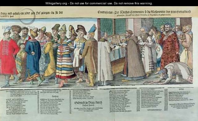 The Great Embassy of Ivan IV (1530-84) of Russia to the Holy Roman Emperor at Regensburg in 1576 - (after) Jost Amman