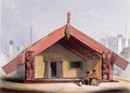Maori food storehouse ('whatas' or 'patukas') from the 'New Zealand Illustrated' - George French Angas