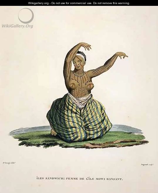 Dancing woman from the island of Maui, in the Hawaiian Islands - (after) Arago, Jacques Etienne Victor