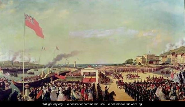 Napoleon III (1808-73) Welcoming Queen Victoria (1819-1901) at the Port of Boulogne - Louis Armand