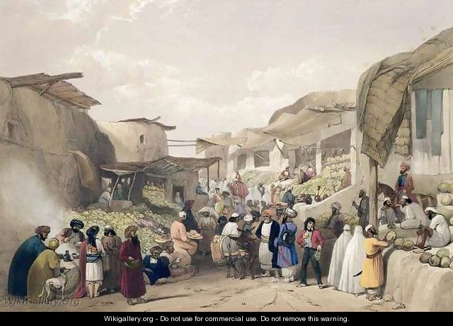 The Main Street in the Bazaar at Caubul, in the Fruit Season, from 