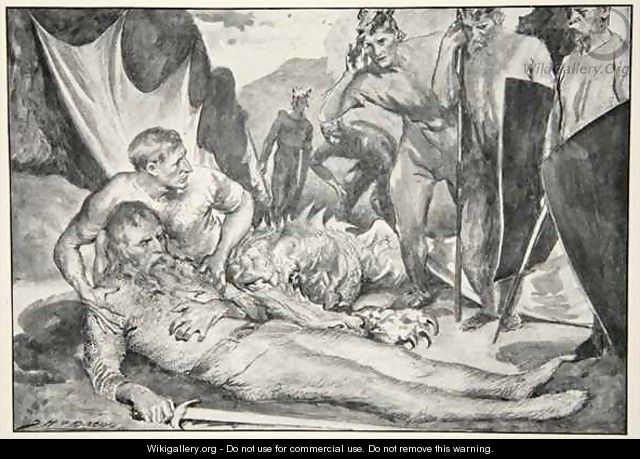 The Death of Beowulf - (after) Bacon, John Henry Frederick