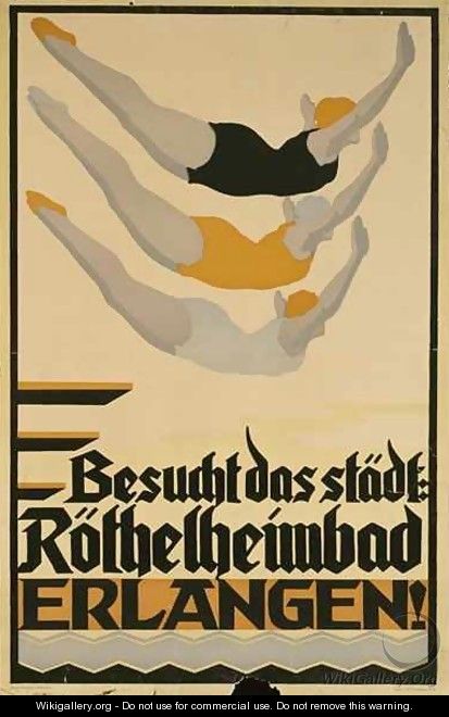German advertisement for the municipal swimming bath in Erlangen - M. Baierlacher
