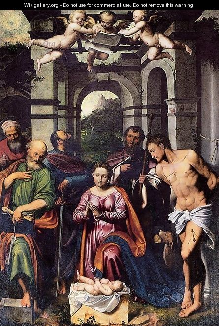 The Adoration of the Christ Child with Saints - Callisto Piazza Da Lodi