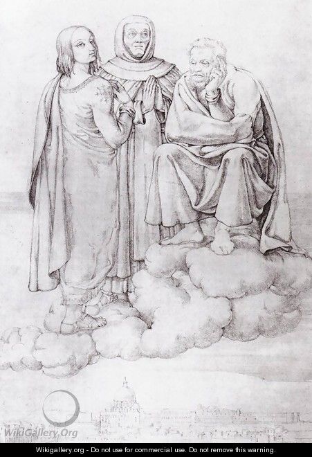 Raphael, Fra Angelico and Michelangelo over Rome - Franz Pforr