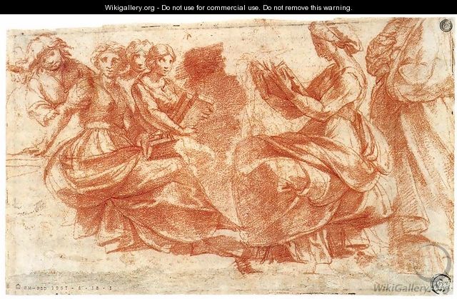 Group of Figures Holding Book - Polidoro Da Caravaggio (Caldara)