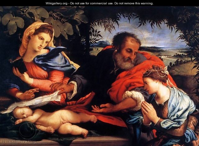 The Holy Family and St Catherine - Lorenzo Lotto