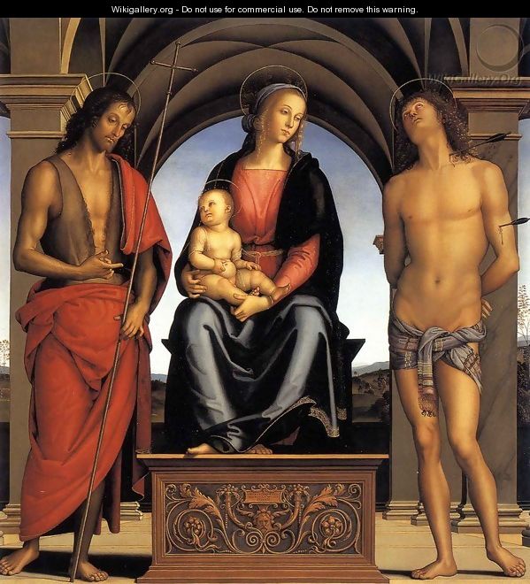 Virgin and Child with Saint John the Baptist and Saint Sebastian - Pietro Vannucci Perugino