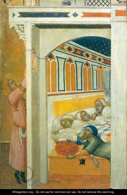 Saint Nicolas giving the Poor Girls their Dowry 2 - Ambrogio Lorenzetti
