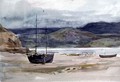 Hilly coast scene with boats - John Absolon