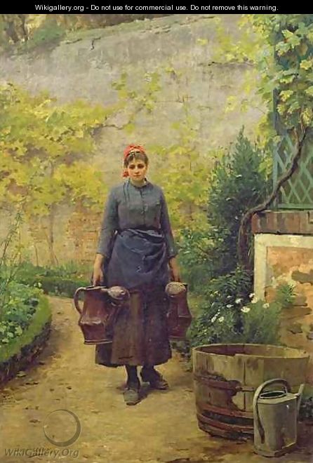 Woman with Watering Cans - Louis Emile Adan