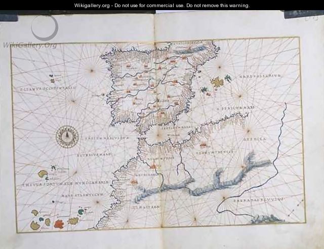 North Africa, Spain and the Atlas Mountains, from the Portolan Atlas of the World - Christoph Ludwig Agricola