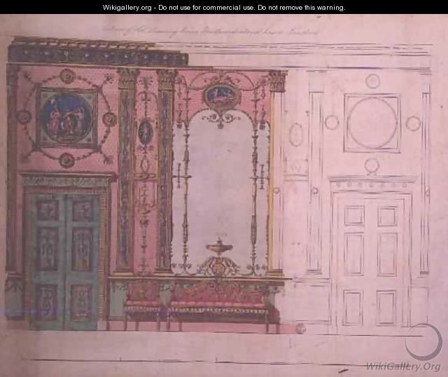 Section of the Drawing Room, Northumberland House, London Design for end wall - Robert Adam