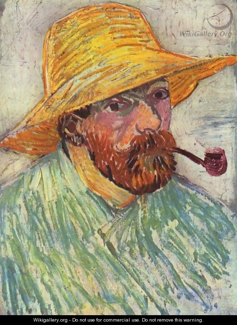 Self Portrait with Straw Hat and Pipe 2 - Vincent Van Gogh