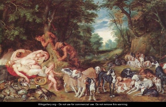 Nymphs, satyrs and dogs - Peter Paul Rubens