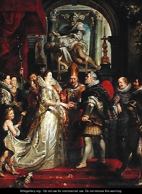 Paintings for Maria de Medici, Queen of France, scene wedding of Henry IV and Maria de Medici in Florence - Peter Paul Rubens