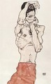 Male Nude with red scarf - Egon Schiele