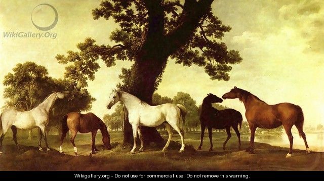 Horses in a Landscape - George Stubbs