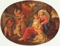 Heilige Familie mit Engeln, Oval - Nicolas Poussin