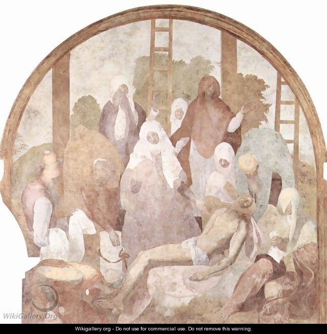 Fresco cycle Passion of Christ in the Certosa del Galluzzo, Szene Cross, fragment - (Jacopo Carucci) Pontormo