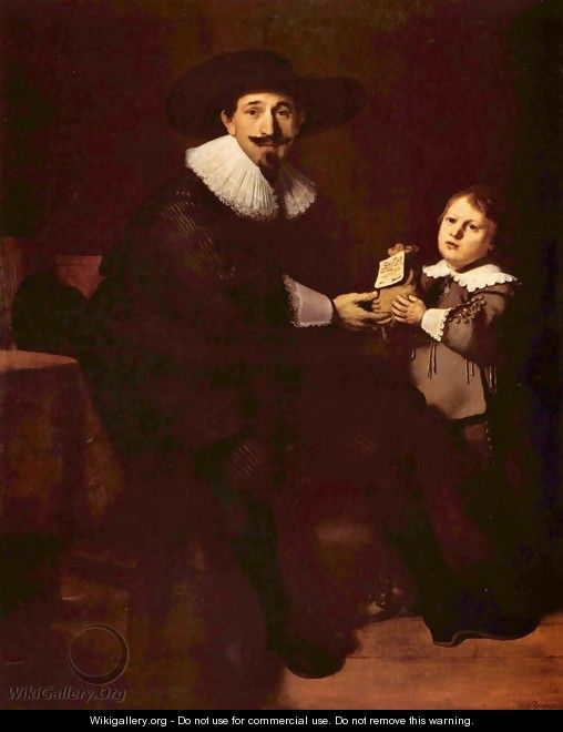 Portrait of Jan and his son Caspar Pellicone - Rembrandt Van Rijn