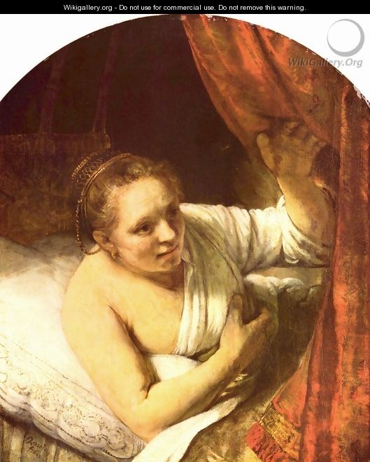 Young woman in bed (possibly Geertje) - Rembrandt Van Rijn
