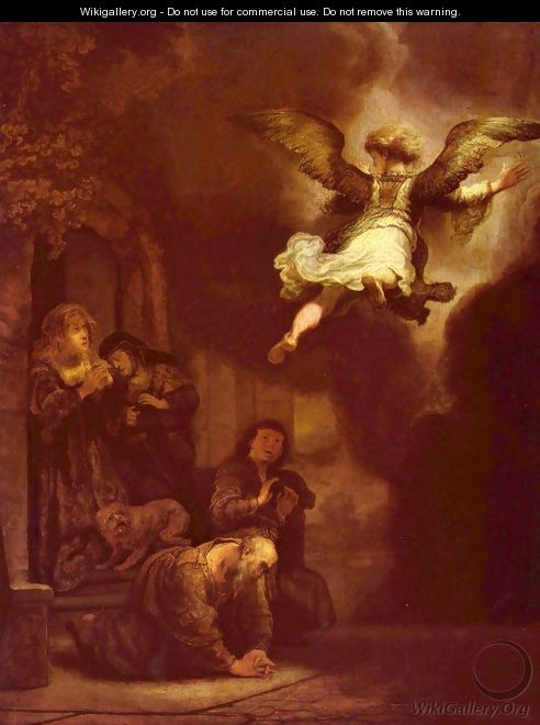 The angel Raphael leaving the family of Tobit - Rembrandt Van Rijn