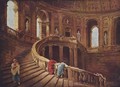 Staircase in the palace of Caprarola - Hubert Robert