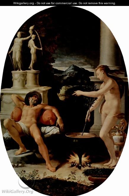 Medea and Jason, Oval - Girolamo Del Crocifissaio (see Macchietti)