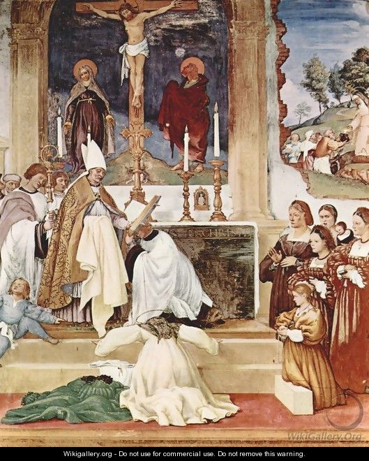Frescoes in the Oratorio Suardi in Trescore, scene of the investiture of the Order of St. Clare costume - Lorenzo Lotto