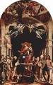 Polyptych altar of San Bartolomeo, Bergamo, main board Enthroned Madonna, angels and saints, left Alexander of Bergamo, Barbara, Rochus, Dominik - Lorenzo Lotto