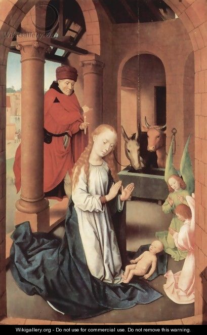 Adoration of the Magi altarpiece, left wing Nativity - Hans Memling