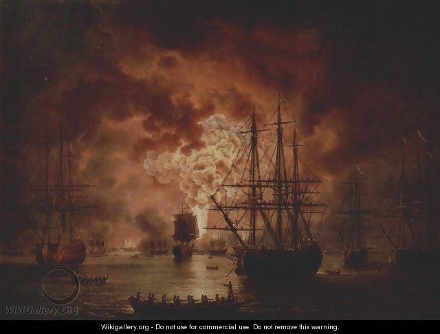 Destruction of the Turkish fleet at the Battle of Tschesme - Jacob Philipp Hackert
