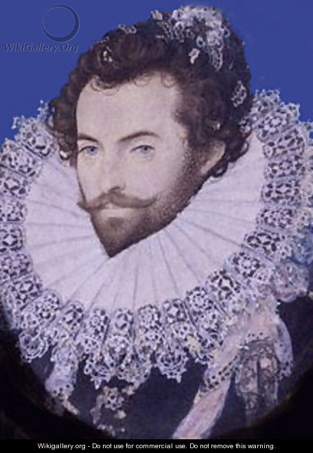 Portrait of Sir Walter Raleigh, Oval 2 - Nicholas Hilliard