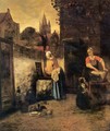 Two women with a child in the yard - Pieter De Hooch