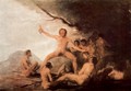Desastres de la Guerra scene, the carcass of the Brebeuf Jesuit - Francisco De Goya y Lucientes